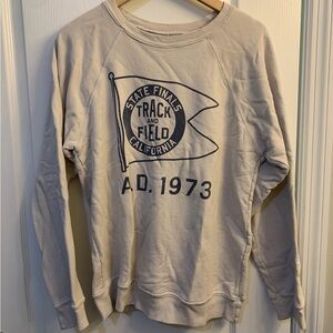 Original Retro Brand Free People Track & Field Cream Crew Graphic Sweatshirt